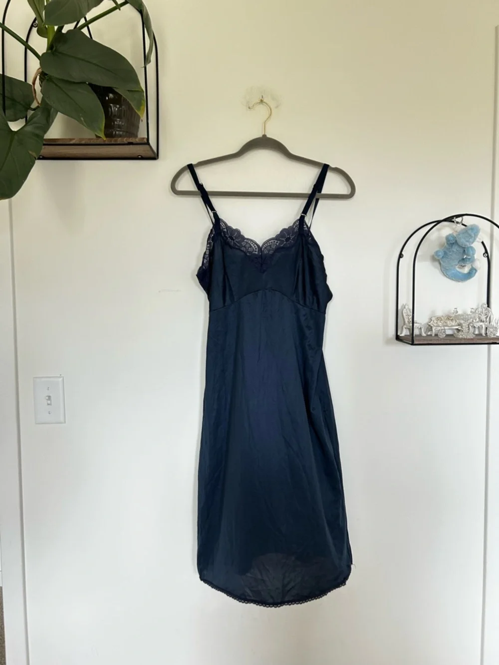 Vintage 1960’s/70’s‎ Greenco Maid Navy Blue Nightie Slip Dress Lingerie Size 36